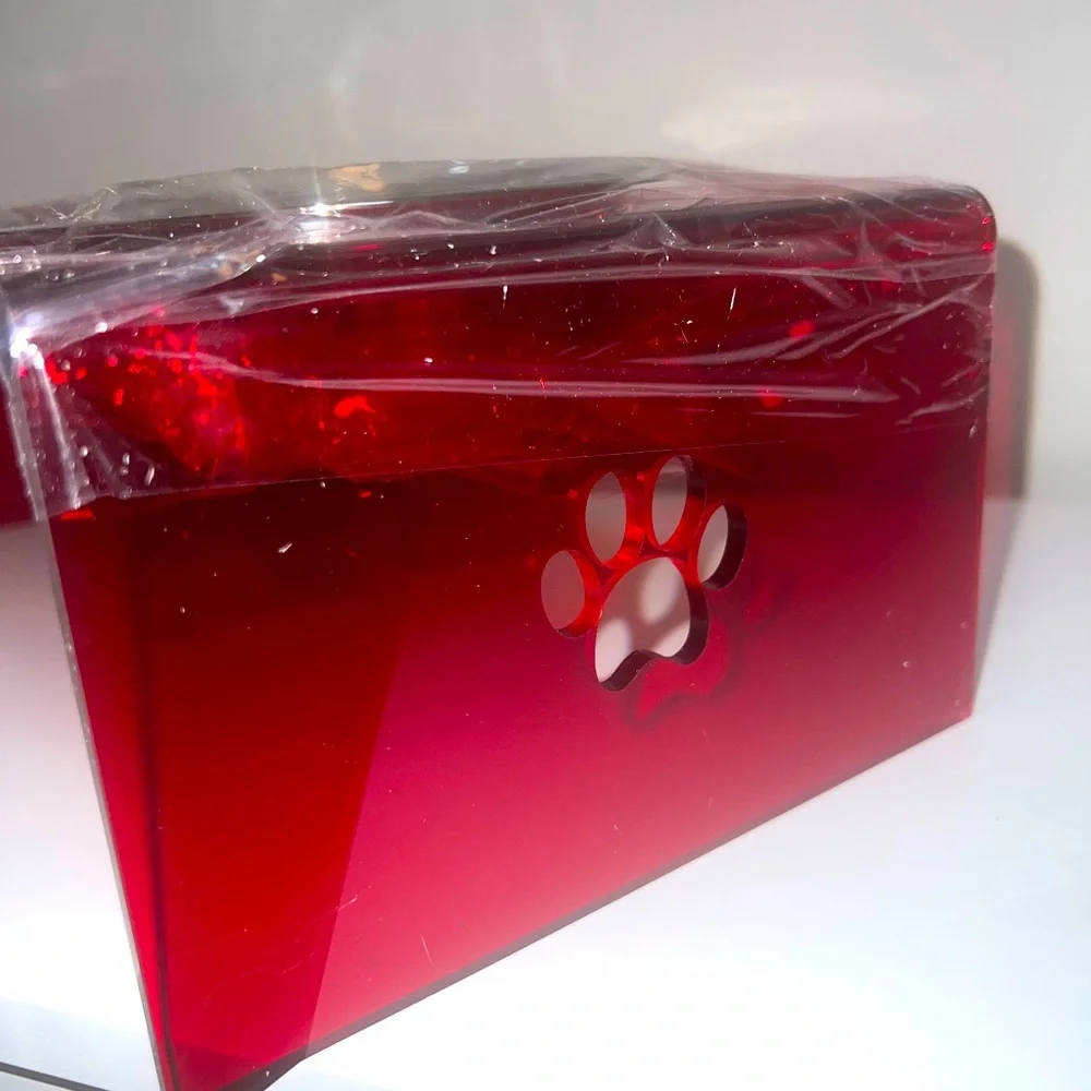 Petlo Red Acrylic Pet Feeder Stand Stainless Steel Bowls